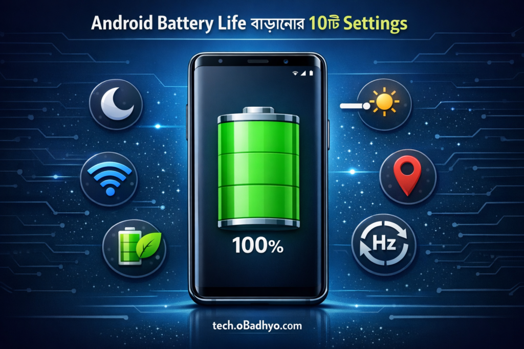 🔋 Android ফোনের ব্যাটারি দ্রুত শেষ হচ্ছে? Battery Life বাড়ানোর ১০টি কার্যকর Settings